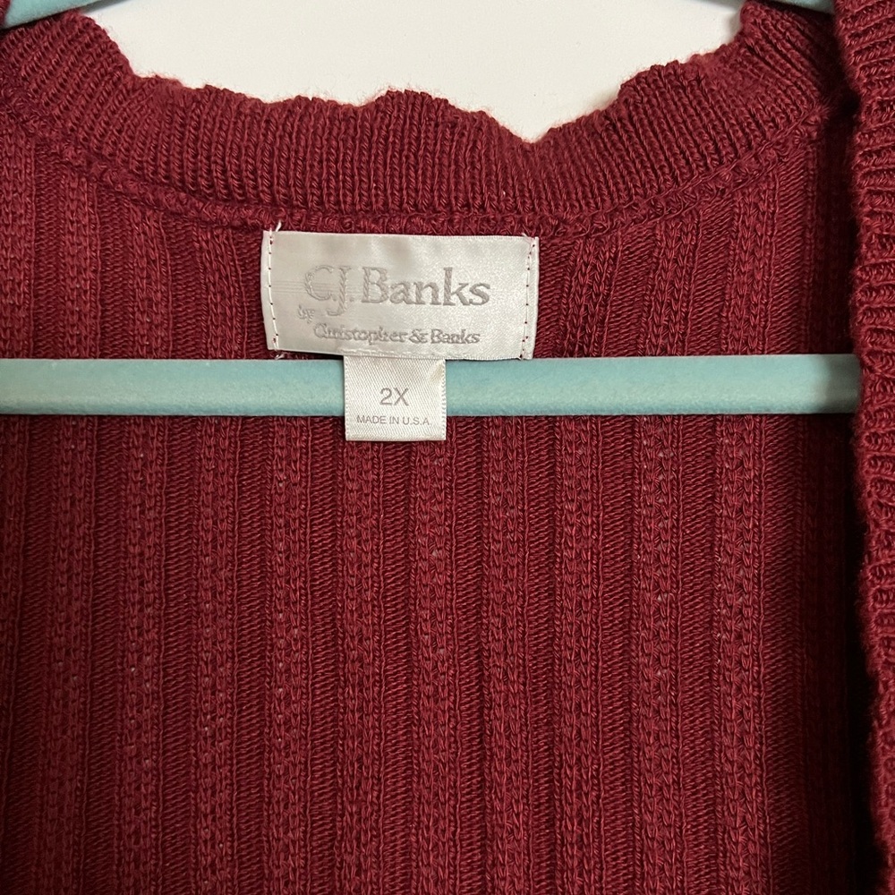 CJ Banks cranberry red short sleeve sweater 2X - Picture 2 of 3